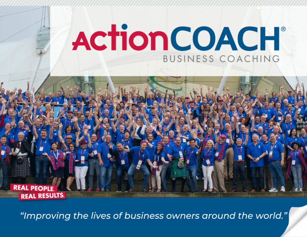 Group of ActionCOACHes gathered and displayed on Franchise Brochure Cover